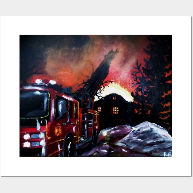 Firetruck Wall Art by RG Illustration